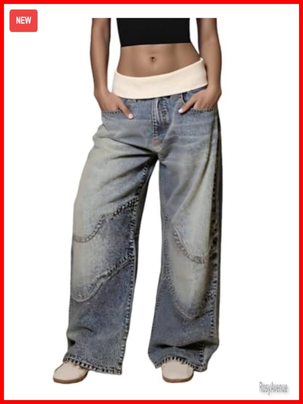 Women's Baggy Cargo Jeans High Waist Wide Leg Distressed Denim Pants
